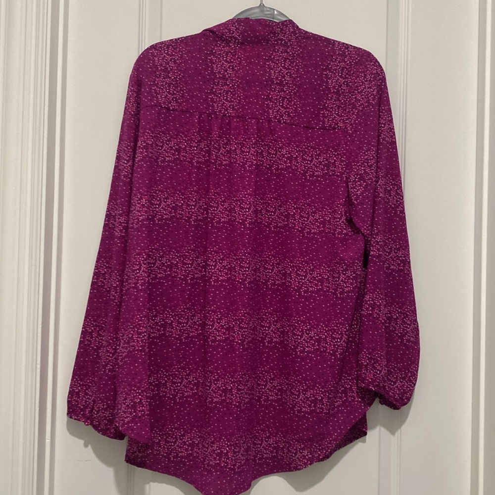 Womens Evri Tie Neck Fuchsia dotted top 1x - Picture 5 of 5